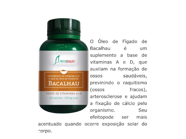 Óleo de Fígado de Bacalhau  com 60 Cps de 250mg. - Phytoquallys