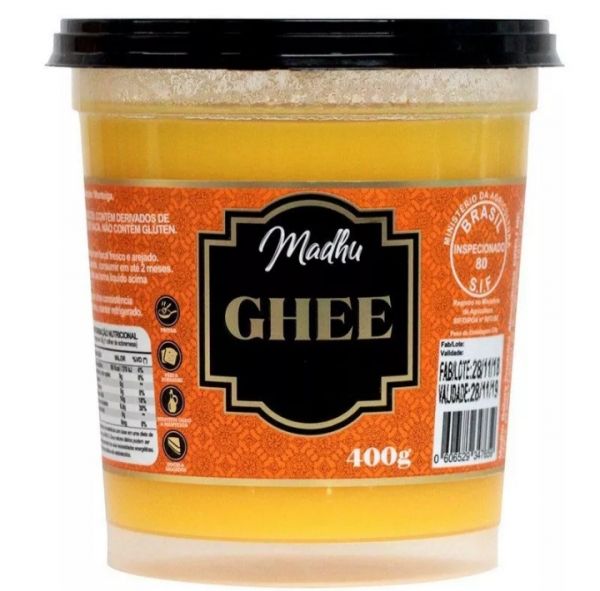 Manteiga Ghee 400g Tradicional Clarificada Zero Lactose - Madhu