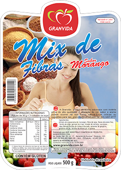 Mix de Fibras Sabor Morango 500g. - Granvida Não Contém Glútem